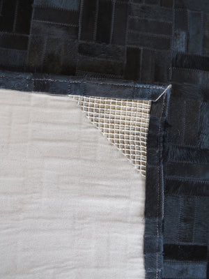 LARGE SIZE Parquet Patchwork Rectangle Rug - Glossy Black - TWO IN STOCK