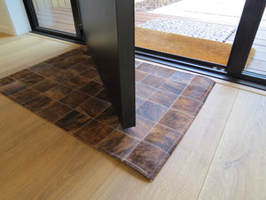 Indoor Patchwork Cowhide Doormat Rug – Mid Brindle