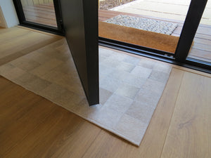 Indoor Patchwork Cowhide Doormat Rug – Grey
