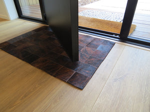 Indoor Patchwork Cowhide Doormat Rug – Dark Brindle