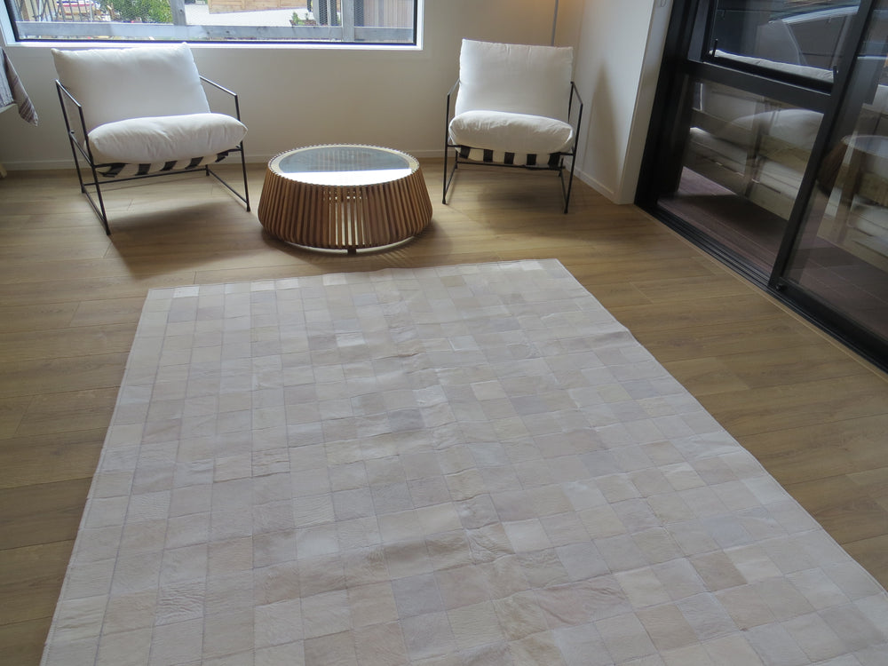 LARGE SIZE Patchwork Rectangle Rug - Alabaster + White - TWO IN STOCK