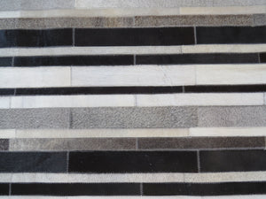 LARGE SIZE Stripe Patchwork Rectangle Rug - Black Grey Taupe Stripe THREE IN STOCK