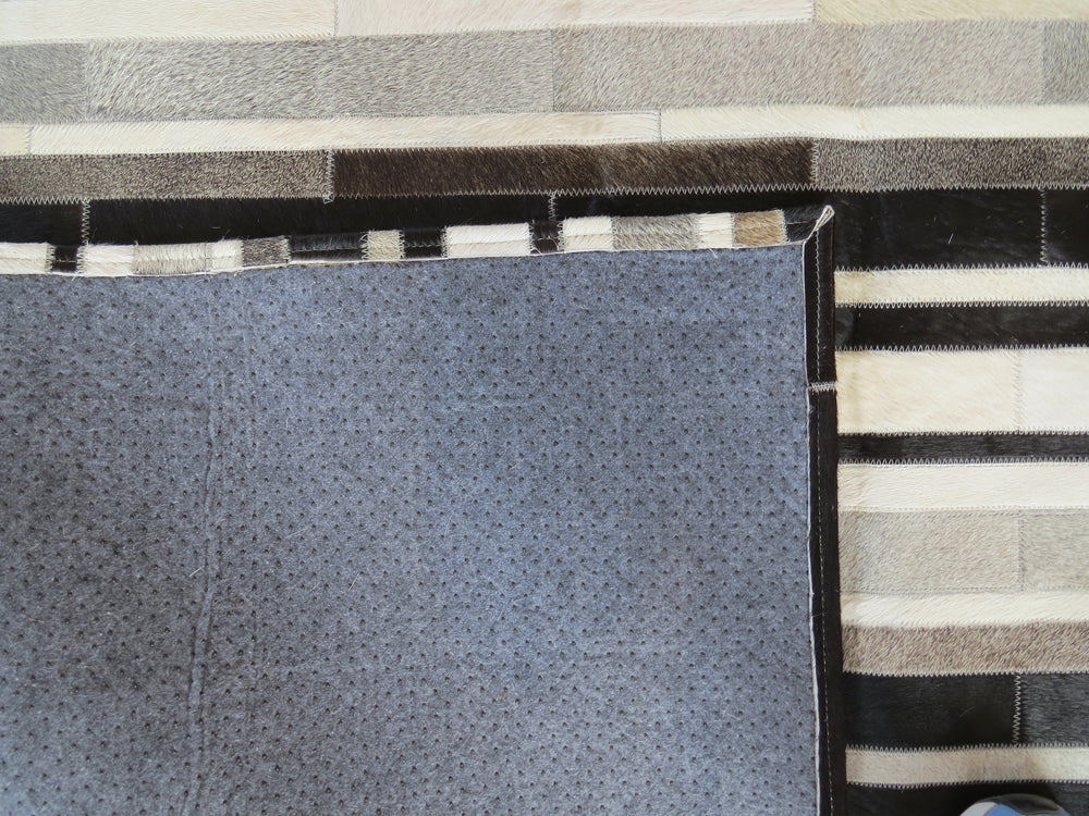 LARGE SIZE Stripe Patchwork Rectangle Rug - Black Grey Taupe Stripe THREE IN STOCK
