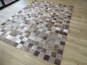 LARGE SIZE Patchwork Rectangle Rug - Taupe Burnt Caramel - TWO IN STOCK
