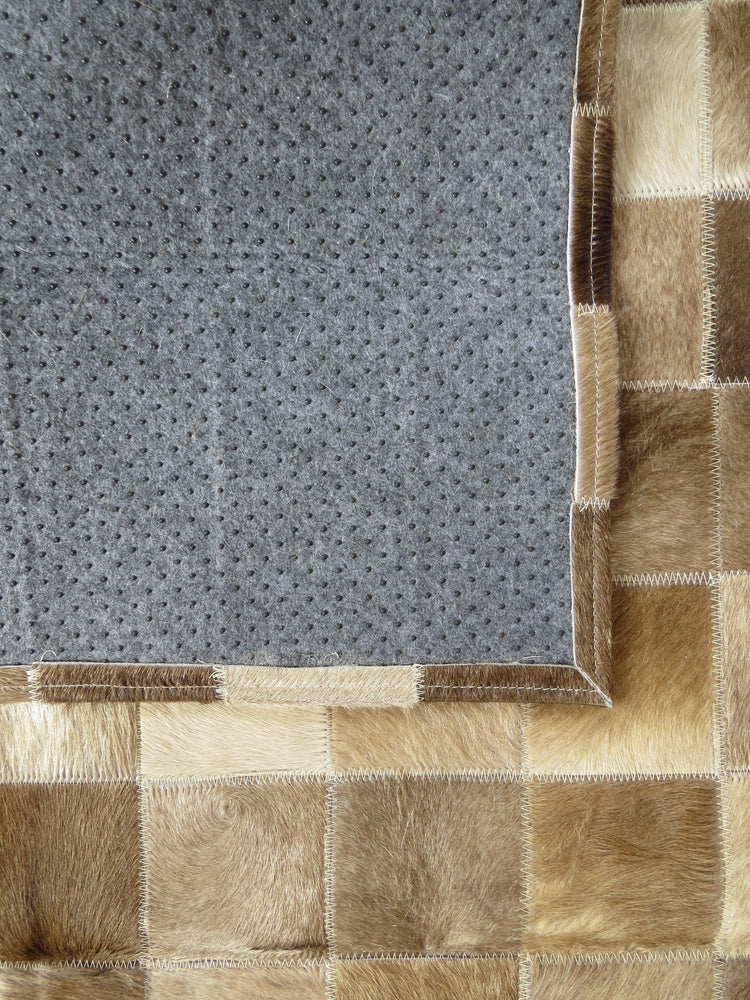 LARGE SIZE Patchwork Rectangle Rug - Taupe Burnt Caramel - TWO IN STOCK