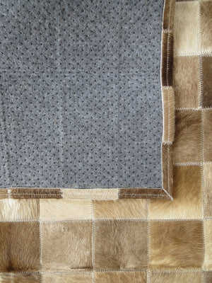 LARGE SIZE Patchwork Rectangle Rug - Taupe Burnt Caramel - TWO IN STOCK