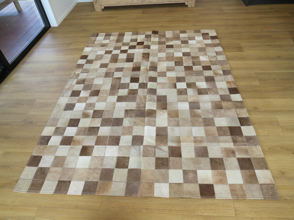 LARGE SIZE Patchwork Rectangle Rug - Taupe Champagne - TWO IN STOCK