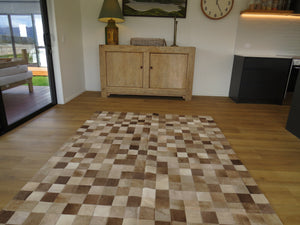 LARGE SIZE Patchwork Rectangle Rug - Taupe Champagne - TWO IN STOCK