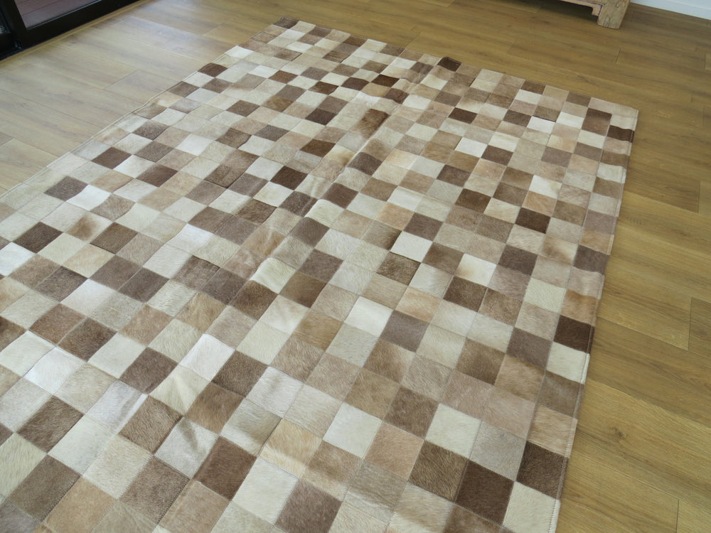LARGE SIZE Patchwork Rectangle Rug - Taupe Champagne - TWO IN STOCK