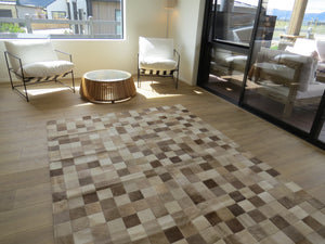 LARGE SIZE Patchwork Rectangle Rug - Taupe Champagne - TWO IN STOCK