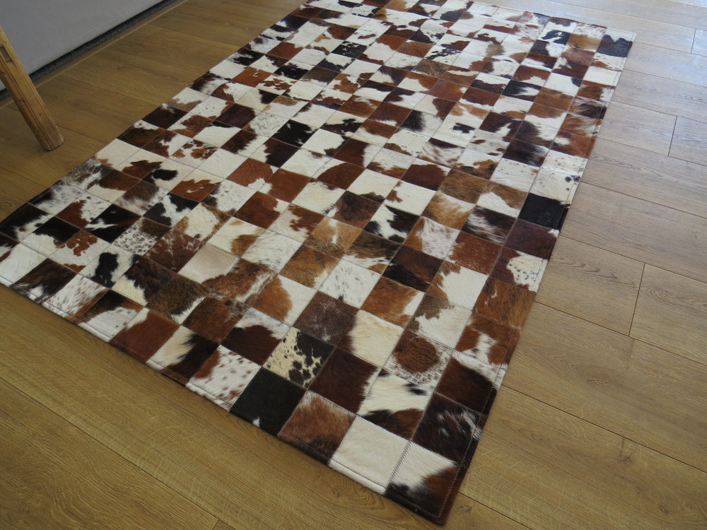 MEDIUM SIZE Patchwork Rectangle Rug - Light Tri-Colour - ONE IN STOCK