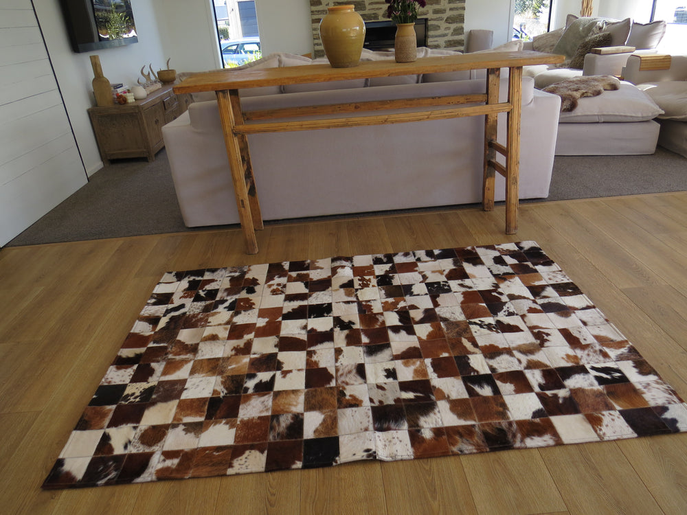 MEDIUM SIZE Patchwork Rectangle Rug - Light Tri-Colour - ONE IN STOCK