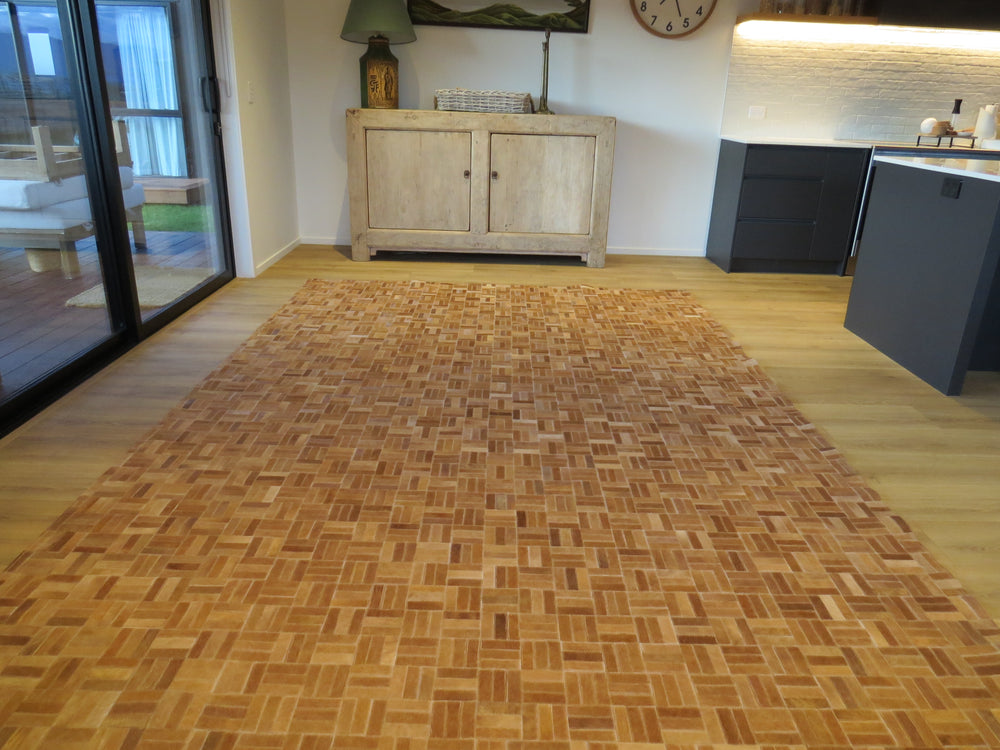 EXTRA LARGE SIZE Parquet Patchwork Rectangle Rug - Caramel - ONE IN STOCK