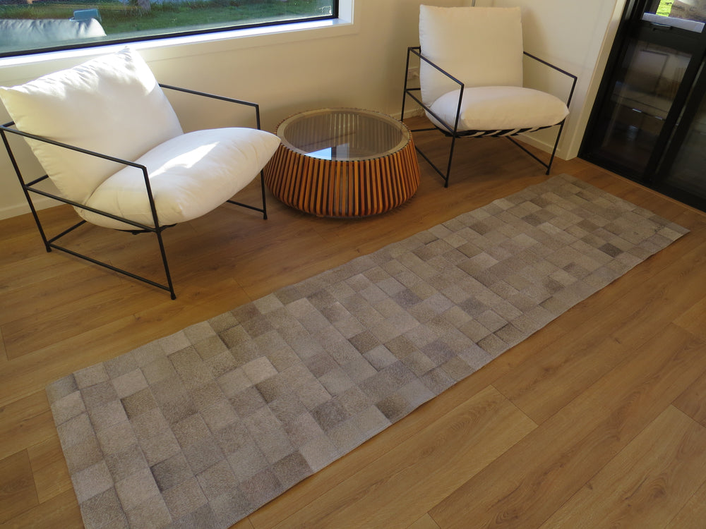 3m RUNNER SIZE Patchwork Runner Rug Grey ONE IN STOCK