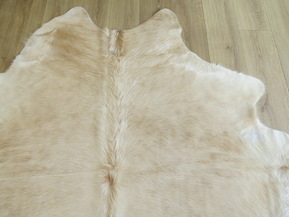 Premium Large Cowhide - Champagne & White Longer Coat - SKU 9792
