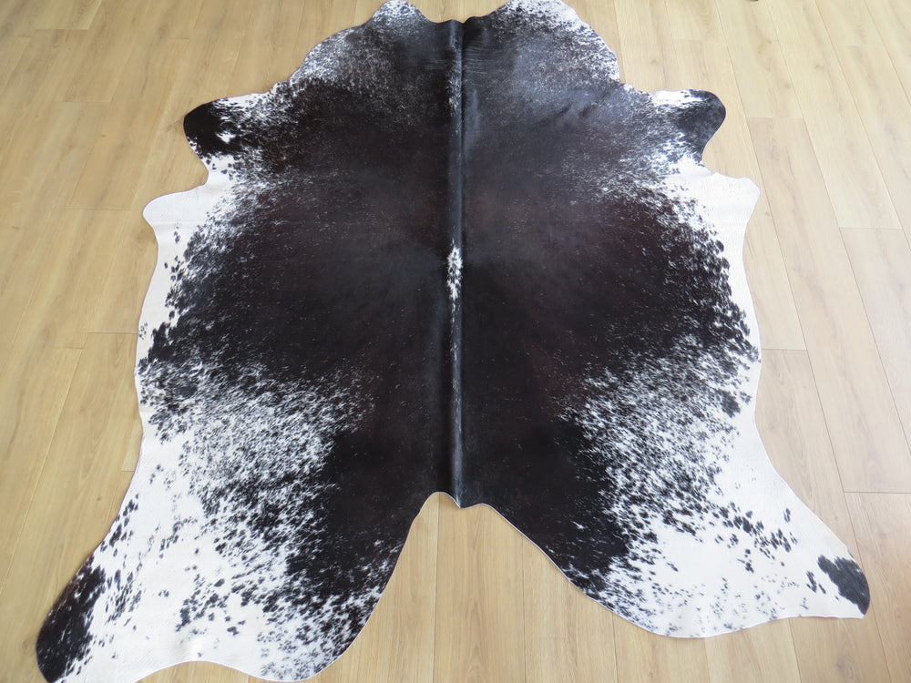 Large Cowhide - Black Brown + White Salt & Pepper (Speckled Park) - SKU 9317