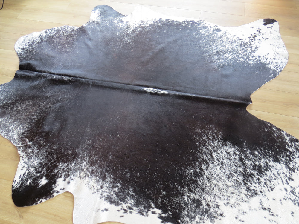 Large Cowhide - Black Brown + White Salt & Pepper (Speckled Park) - SKU 9317