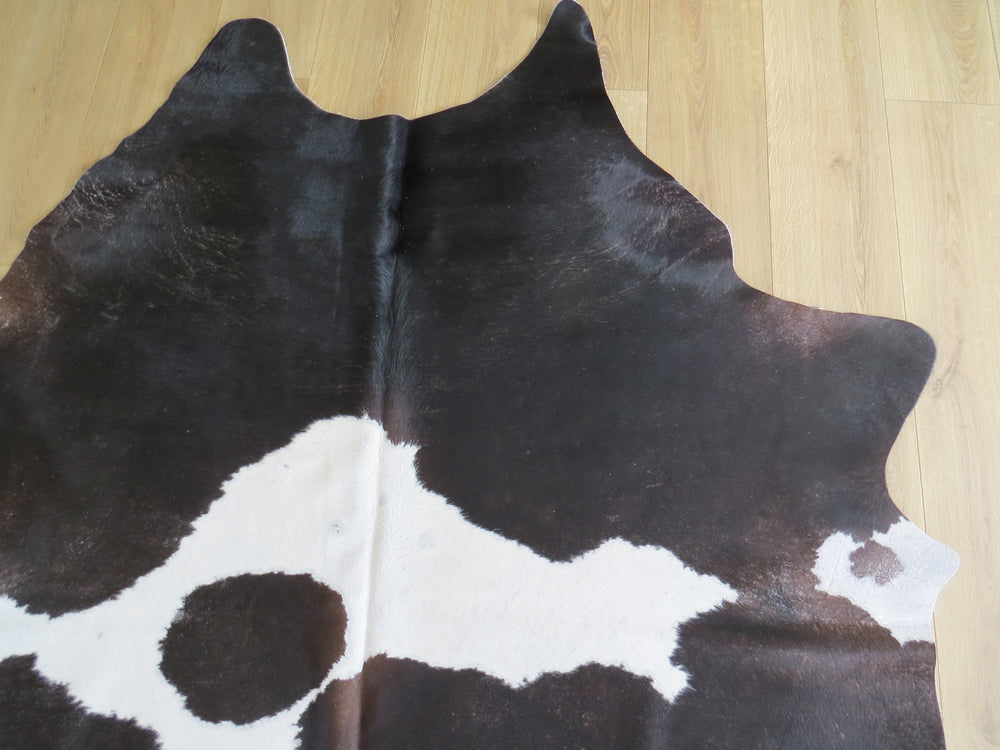 Large Cowhide - Black Brown Chocolate + White - SKU 9123