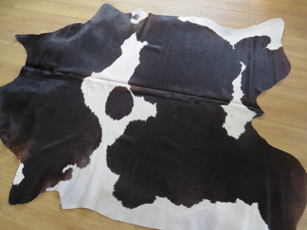 Large Cowhide - Black Brown Chocolate + White - SKU 9123