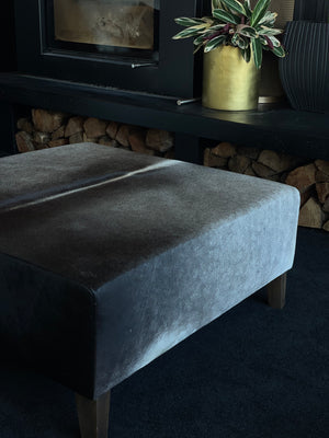 Slate Grey Large Square Ottoman - NEW tapered legs