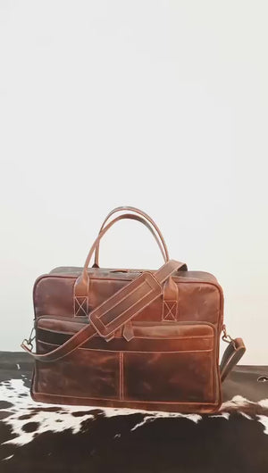 
            
                Load and play video in Gallery viewer, Satchel Laptop Bag - Dark Brown Rubbed Leather
            
        