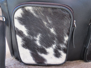 Laptop Bag - black and white cowhide