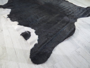 SALE Large Cowhide - Black + White with Brown Spine