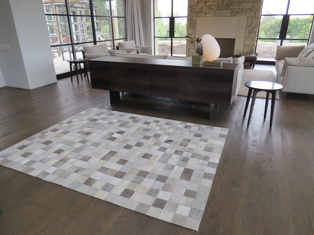 Patchwork Rectangle Rug - Grey + White Large - THREE IN STOCK