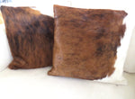 Double side Cowhide Cushion 50cm x 50cm - Chestnut