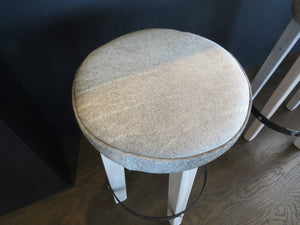 Cowhide Round Top Kitchen Stool - Grey Limited Edition